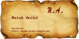 Malek Anikó névjegykártya